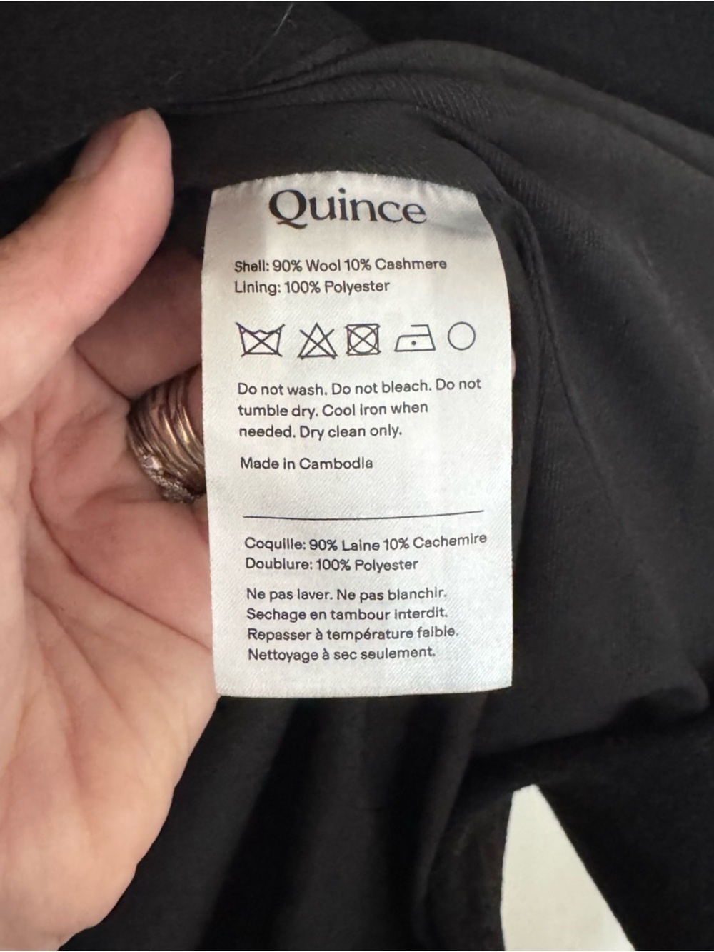 Quince Women’s Long Sleeve Wool Cashmere Cocoon Coat in Black Sz M NWT - Picture 7 of 9